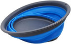 SAMMART 5.5L (1.45 Gallon) Set of 2 Collapsible Tub - Foldable Dish Tub - Portable Washing Basin - Space Saving Plastic Washtub (Grey/Blue (Set of 2))