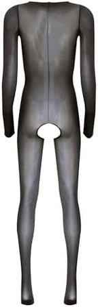 Lejafay Women's One Piece Sheer Oil Shiny Glossy Bodystocking Lingerie Bodysuit Skinny Catsuits