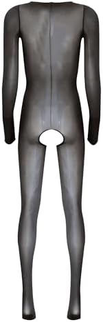 Lejafay Women's One Piece Sheer Oil Shiny Glossy Bodystocking Lingerie Bodysuit Skinny Catsuits
