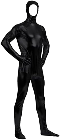 Aniler Men's and Women's Shiny Metallic Open Face Zipper Stretchy Zentai Bodysuit