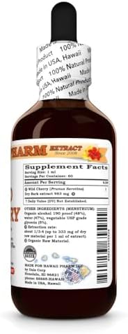 Wild Cherry (Prunus Serotina) Dry Bark Tincture, All Natural, Vegan, Pure Liquid Extract - 2 fl.oz