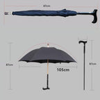 Walking Cane Umbrella 2 in 1, Non Slip Wear-Resistant Aluminum Straight Rod Crutch Umbrella, for Tourism, Climbing, Men, Women