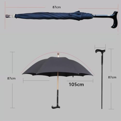 Walking Cane Umbrella 2 in 1, Non Slip Wear-Resistant Aluminum Straight Rod Crutch Umbrella, for Tourism, Climbing, Men, Women