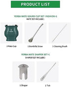 Cuopru Yerba Mate Cup - Mate Gourd Set Includes Double Walled Stainless Steel Tea Cup, Tea Shaper set, Bombilla Straws, Cleaning Brush