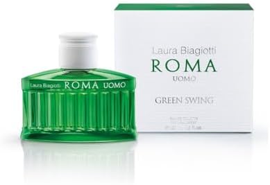 Laura Biagiotti Roma Uomo Green Swing, 4.2 oz - EDT Spray - Cologne for Men - Woody, Floral Fragrance - Long-Lasting - Natural Spray - Elegant Bottle