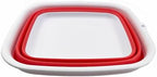 SAMMART 7.7L (2 Gallon) Collapsible Tub - Foldable Dish Tub - Portable Washing Basin - Space Saving Plastic Washtub (White/Coral Pink, S)
