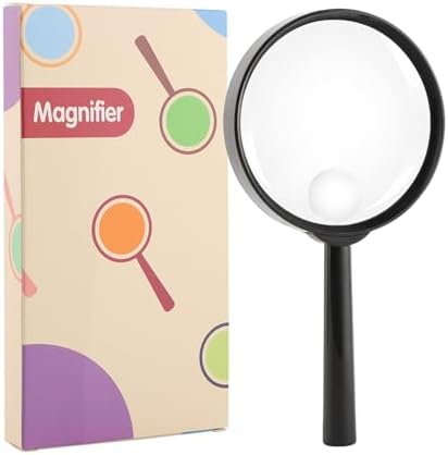 10X 30X Magnifier, Handheld Magnifying Glass for Reading, 84mm Shatterproof Lens, Soft Handle for Adults Close Work, Seniors Reading and Nature Exploration, Hobby Observation