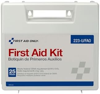 First Aid Only 223-U OSHA-Compliant First Aid Kit, All-Purpose 25-Person Emergency First Aid Kit for Business, Worksite, Home, and Vehicle, 106 Pieces