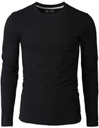 H2H Mens Casual Slim Fit Long Sleeve T-Shirts Soft Lightweight V-Neck/Crew-Neck Size XS to 3XL