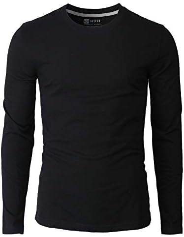 H2H Mens Casual Slim Fit Long Sleeve T-Shirts Soft Lightweight V-Neck/Crew-Neck Size XS to 3XL