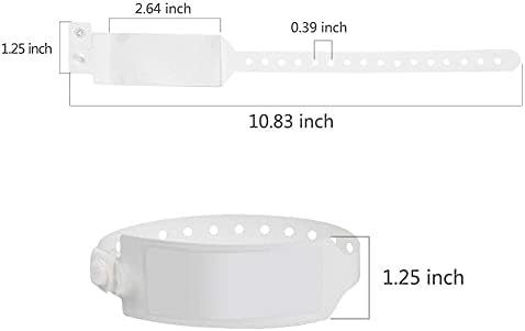 Hospital Identification Bands, Medical Adult-Sized Shield Wristband, Waterproof Patient Wristbands, Plastic Disposable Hospital ID Wristband (White, 250)