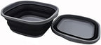 SAMMART 10L (2.6 Gallons) Collapsible Tub - Foldable Dish Tub - Portable Washing Basin - Space Saving Plastic Washtub (Dark Grey/Black (Set of 2))