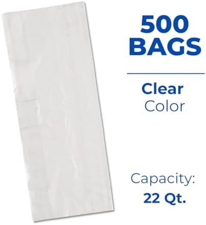 Inteplast PB100824 22 qt Capacity, 24" Length x 10" Width x 8" Gusset, Food and Utility Poly Bag (Case of 500)