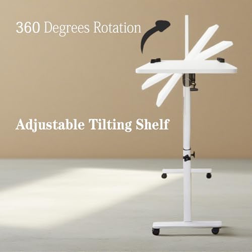 Height and Angle Adjustable Overbed Tables Laptop Stand with Wheels for Couch Hospital Over Bed Table Side Tray Tables Laptop Bed Sofa Side Table