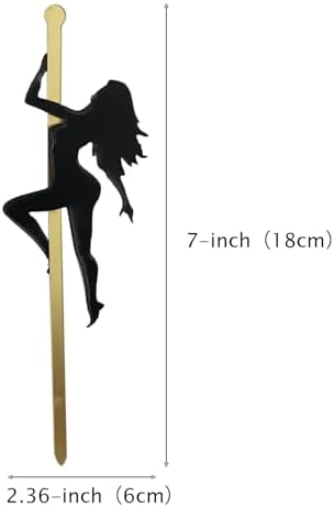 1 Pcs Bachelor Party Cake Topper, Pole Dance Girl Cake Toppers, Bachelor, Bachelorette Shower Birthday, Hen Party Decorations Supplies (Golden)