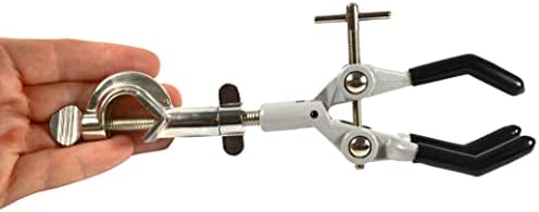 Eisco Lab Clamp for Lab Stand, Beaker Holder or Flask Clamp - Heat Resistant PVC Coated Prongs for Holding Objects up to 3.5 Inch Diameter - Boss Head Connects to Lab Stand Rods
