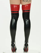 Mobbunny Thigh Stockings Shiny Color Matching PU Elastic Shaping Stretchy Thigh High Socks Over Knee Long Boot Sock
