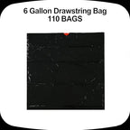 6 Gallon Kitchen Drawstring Trash Bags, Plastic Black Garbage Bags Wastebasket Bin Liners, 2 Rolls, 110 Count