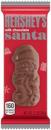 HERSHEY'S Milk Chocolate Santas, Christmas Candy Bars, 1.2 oz (36 Count)