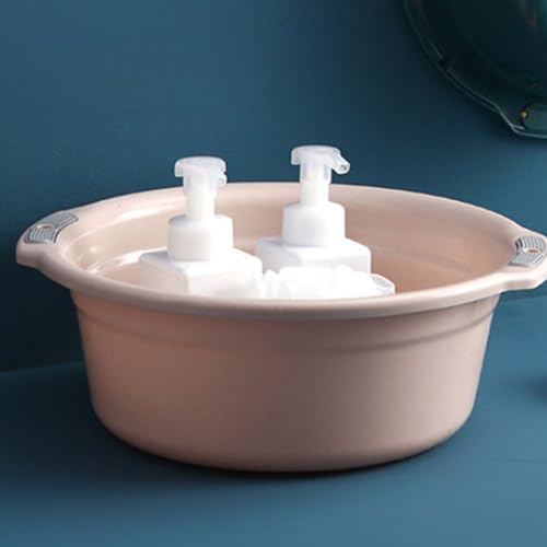 Zerodis Large Capacity Plastic Washing Basin with Double Handles for Face, Baby, Adult, Foot Multipurpose Tub for Home Bathroom (Small‑Peach)