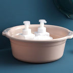 Zerodis Large Capacity Plastic Washing Basin with Double Handles for Face, Baby, Adult, Foot Multipurpose Tub for Home Bathroom (Small‑Peach)