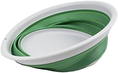 SAMMART 7.5L (1.98 Gallon) Collapsible Tub - Foldable Dish Tub - Portable Washing Basin - Space Saving Plastic Washtub (Light Grey/Dark Sea Green)