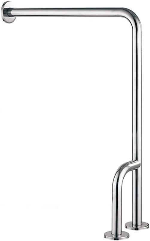 Shower Handicap Grab Bars for Bathroom Wall, Curved Stainless Steel Toilet Grab Bar Toilet with Legs,Wall Mounted Floor-Standing Safety Handrail, Support Handle for Seniors Disabled, 55×70cm Left