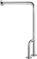 Shower Handicap Grab Bars for Bathroom Wall, Curved Stainless Steel Toilet Grab Bar Toilet with Legs,Wall Mounted Floor-Standing Safety Handrail, Support Handle for Seniors Disabled, 55×70cm Left