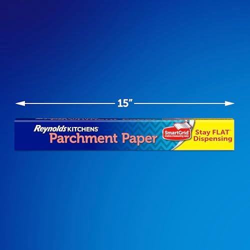 Reynolds Kitchens Stay Flat Parchment Paper Roll, Non Curling Baking Parchment Paper for Baking and Cooking, Oven Safe up to 425 Degrees, 36 Feet x 15 Inches, 45 Total Sq. Ft.