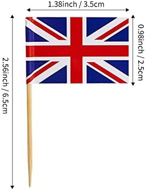 CYPS 100 Pcs United Kingdom Flag British Toothpick Flags, Small Mini Stick Cupcake Toppers UK Flags,Country Picks Party Decoration Celebration Cocktail Food Bar Cake Flags