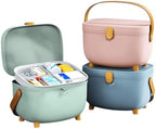Medicine Organizer Box, Portable Double Layer Large Capacity Medical Storage Box with 360° Swivel Lock Handle for Home Office Travel First Aid Supplies Organization