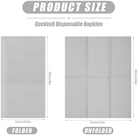 Glenmal 100 Pcs Paper Disposable Napkins 2 Ply Dinner Guest Cocktail Napkins Hand Towels for Wedding Spring Birthday Party Bridal Anniversary Reception, 13 x 16 Inches (Silver Grey)