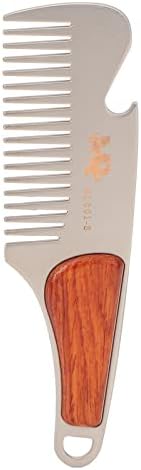Men Beard Comb Multipurpose Stainless Steel Teeth Sandalwood Pocket Moustache Comb for Home Hair Salon