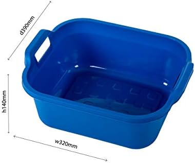 Addis 517936 Large Rectangular 10 Litre Washing Up Bowl with Handles, Black, 39 x 32 x 14 cm