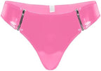 Women's High Gloss PVC Leather Sexy Zipper Open File Shorts teddy lingerie for women