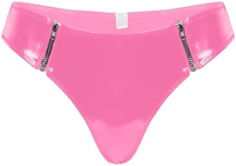 Women's High Gloss PVC Leather Sexy Zipper Open File Shorts teddy lingerie for women