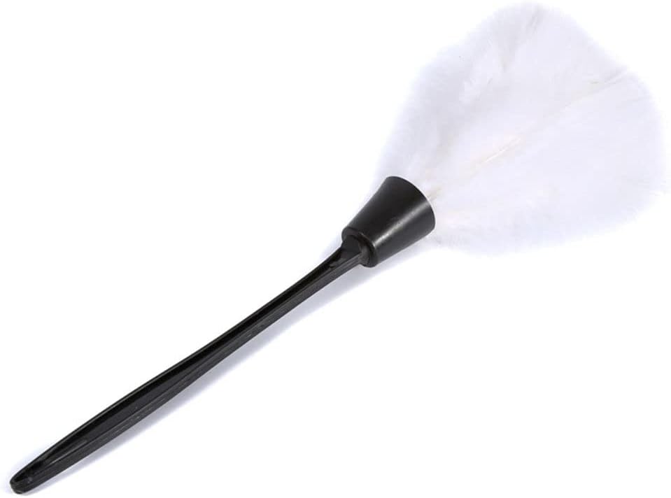 1pc Fashion Turkey Feather Duster with Black Reusable Plastic Handle Cleaning Tool White 35cm Durable and Useful