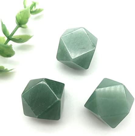 PEKMAR Natural Crystal Rough Home Decoration 1pc Natural Green Crystals Stone Carved Polyhedron Shaped Smooth StoneCrystals Room Decoration Stones