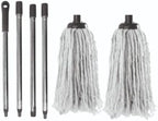 Long Cotton Floor mop – Looped String mop with Detachable Head and Handle – Lightweight and Easy to use – Includes 2 Cotton Strings mop Heads (2 Cotton mops with Handle)