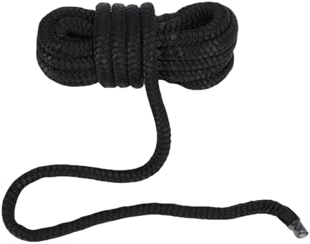 Keenso Boat Dock Line, Double Weave Nylon Rope for Mooring with 12in Loop, Marine Grade High Strength Docking Rope 1/2 Inch X15 Ft for Boats up to 35ft (Black)