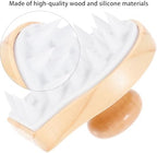 Silicone and Wooden Shampoo Brush Scalp Massage Hair Cleansing Brush Head Washing Comb for Wet Dry Use Scalp Care and Dandruff Removal