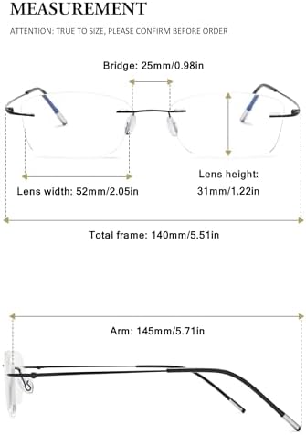 VEVESMUNDO Frameless Reading Glasses Blue Light Blocking Metal Titanium Clear Rimless Eyewear Glasses for Men Women