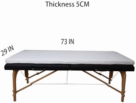 Lash Bed Foam Topper for Massage Bed, 73x29x2 inch White Memory Foam Removable Cover Massage Mattress, Non-Slip Elastic Bands