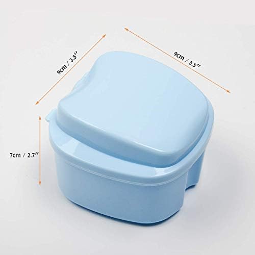 Coolrunner Denture Case, Denture Cup with Strainer, Denture Bath Box False Teeth Storage Box with Basket Net Container Holder for Travel, Retainer Cleaning