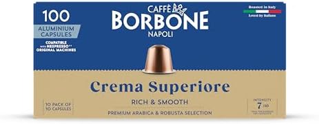 Caffè Borbone Crema Superiore Aluminum Capsules Compatible with Nespresso Original Machines, Medium Roast, 100 Count