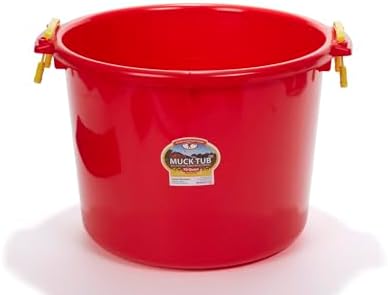 Little Giant® Plastic Muck Tub | Durable & Versatile Utility Bucket with Handles | Muck Bucket | Durable Handles | 70 Quart | Red