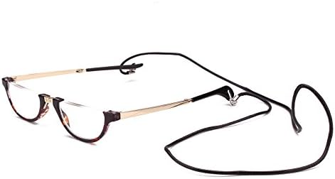 Agstum Mens Womens Half Moon Foldable Reading Glasses with Portable Case (Tortoise shell, 3.5)