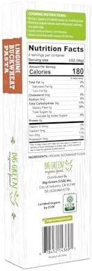 Big Green Organic Food- Organic Buckwheat Linguine, Gluten-Free, Single Ingredient, Pure Buckwheat, Non-GMO, Vegan, Wheat and Rice Alternative, 8.8oz (1 Pack)