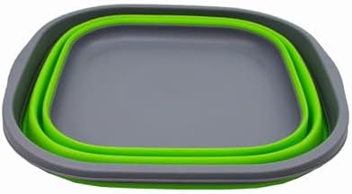 SAMMART 10L (2.6 Gallons) Collapsible Tub - Foldable Dish Tub - Portable Washing Basin - Space Saving Plastic Washtub (Dark Grey/Green, 1)