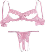 Avidlove Sexy Floral Lace Cutout Lingerie Set for Women Bra Panty 2 Piece Sheer Lingerie Set Outfits